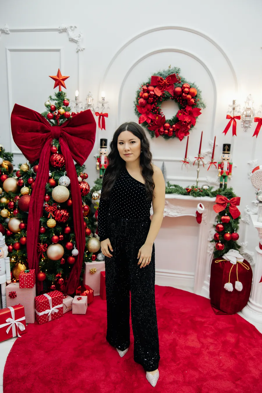 Payet İşlemeli Siyah Beli Lastikli Pantolon