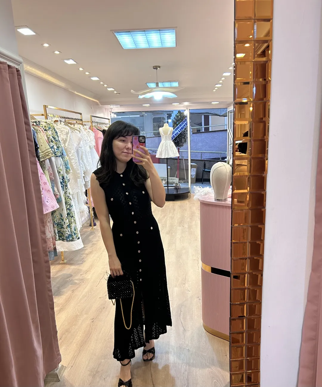 Sandro İthal Triko Siyah Elbise