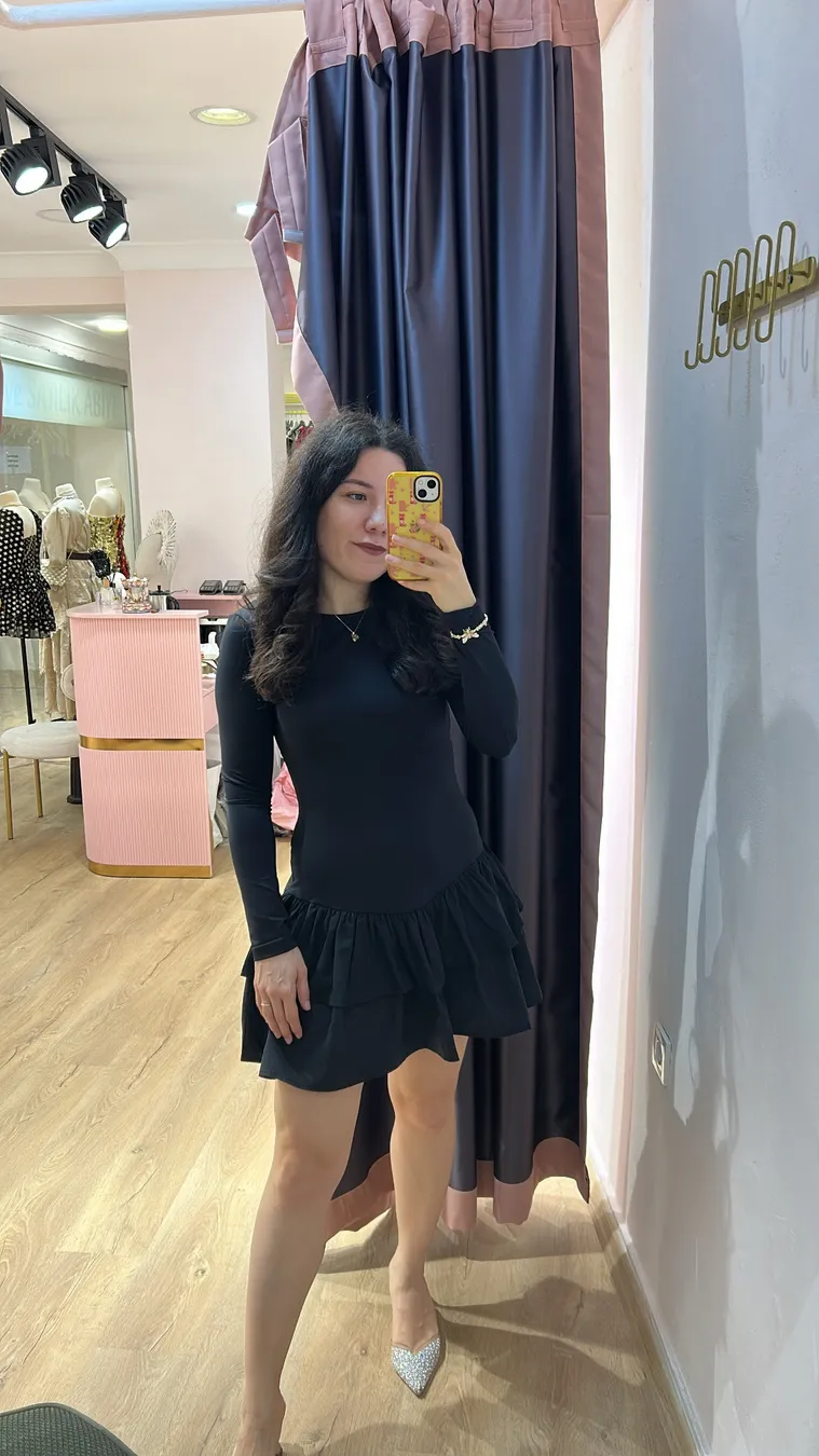 Siyah Uzun Kollu Elbise