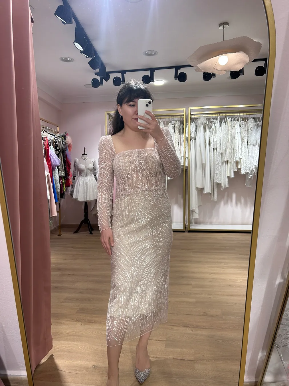 Arkası İpli Tasarım Midi Elbise