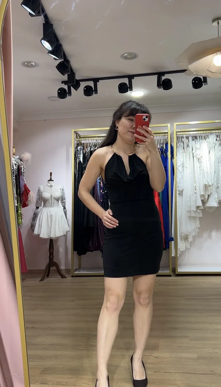 Siyah Straplez Elbise