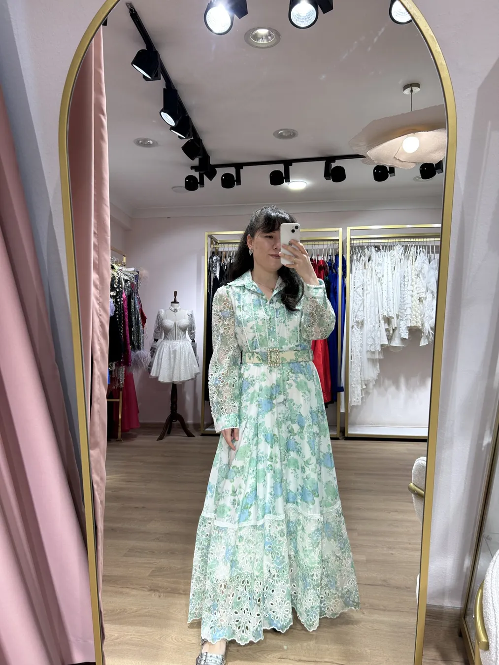 Zimmermann İnci Kemer Detaylı Uzun İthal Elbise